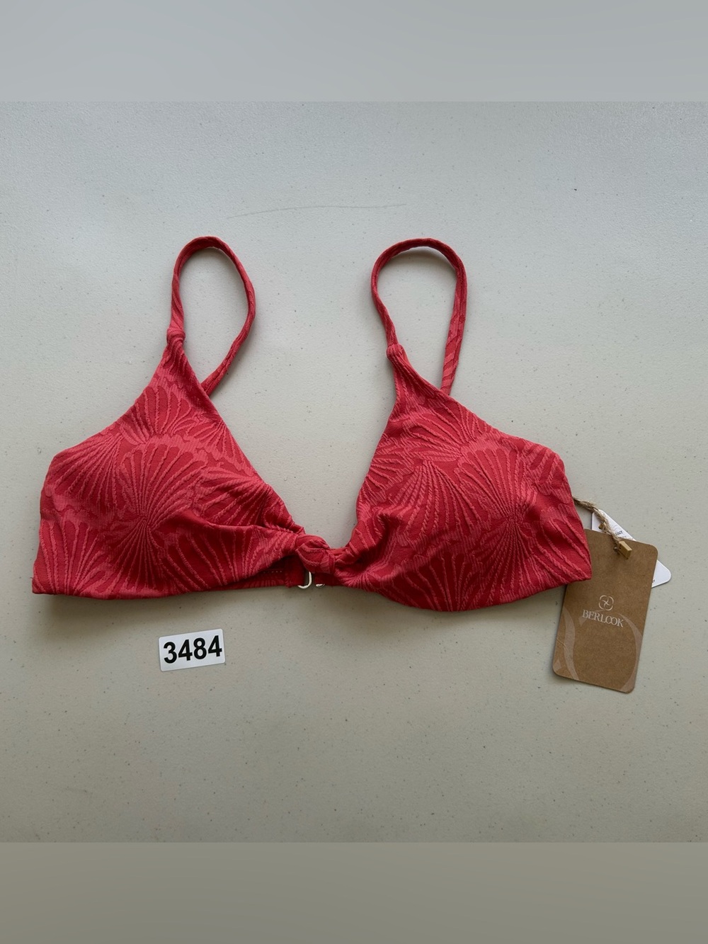 Berlook Bikini Top Red Orange Seashell Textured Small